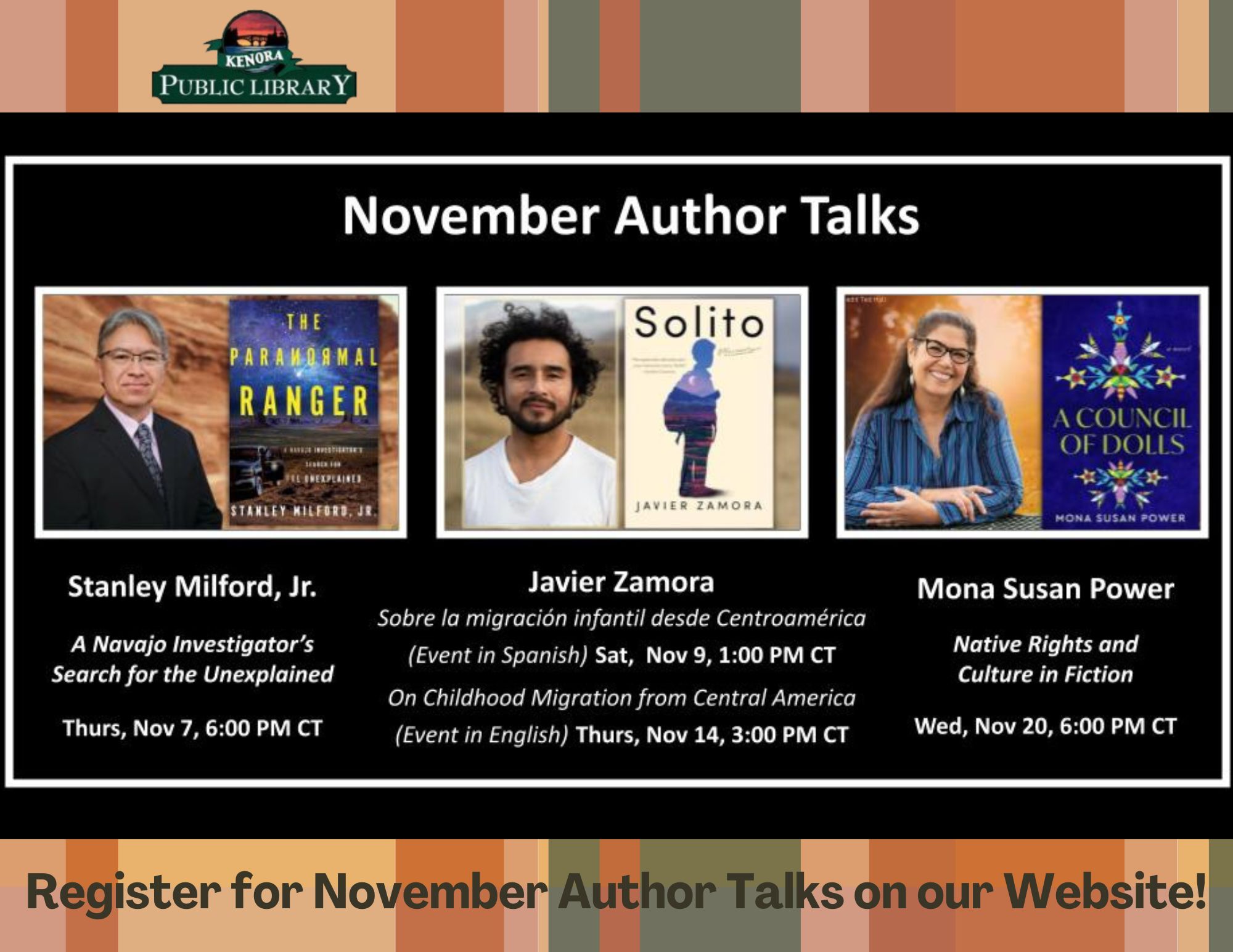 Kenora Library November Author Talks